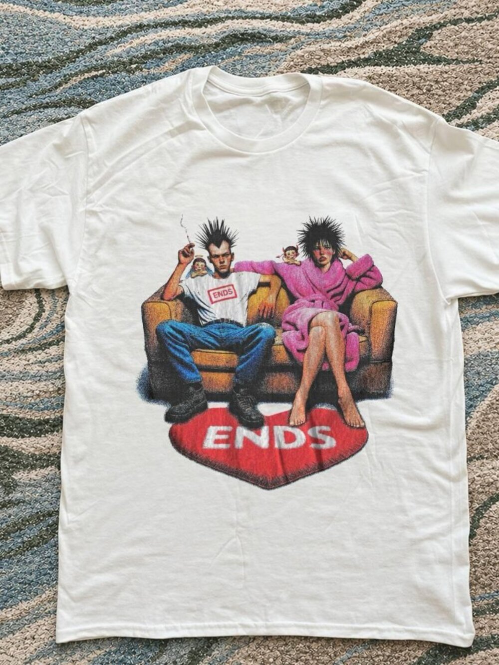 Alternative Couple Graphic T-Shirt – Couch Scene Art Tee